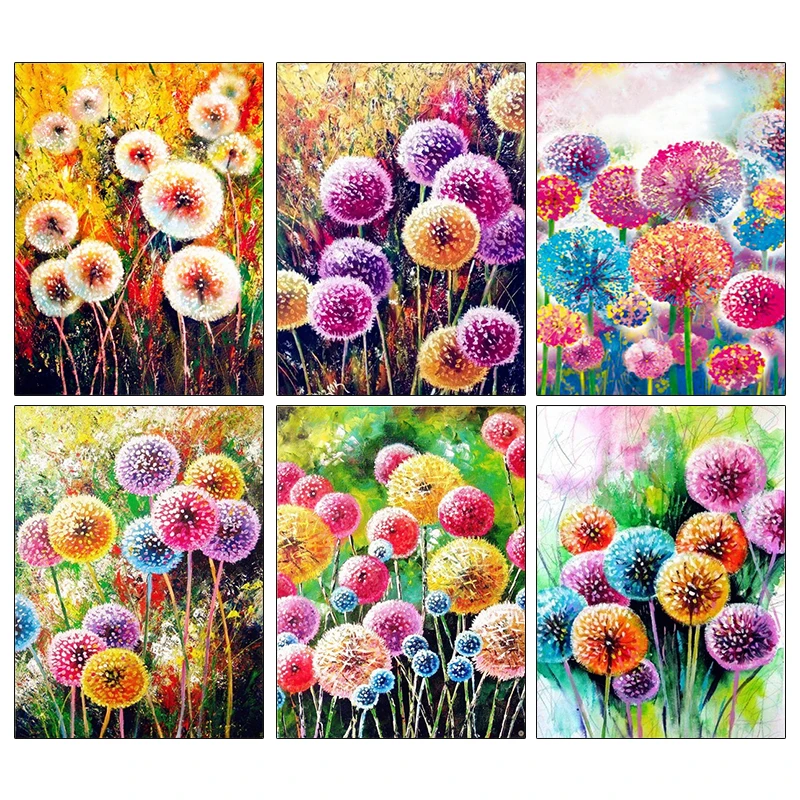 

5D DIY Diamond Painting Dandelion Flower Full Square Round Drill Diamonds Embroidery Kits Decorations Wall Art