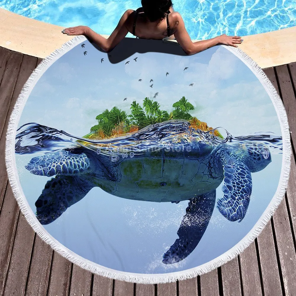 

Cute Fantasy Turtle Beach Towel 3d Delicate Microfiber Bath Towel Outdoor Blanket Living Room Home Decor Swimming Fashion Animal