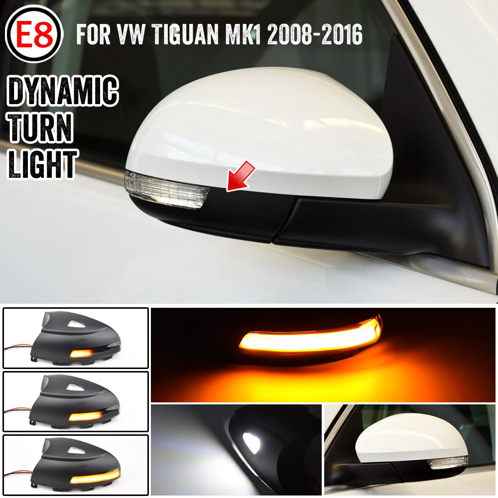 

Светодиодный динамический поворотный сигнал, последовательное зеркало с боковым крылом, световой индикатор лужайки для VW Volkswagen Tiguan MK1 2008-2016