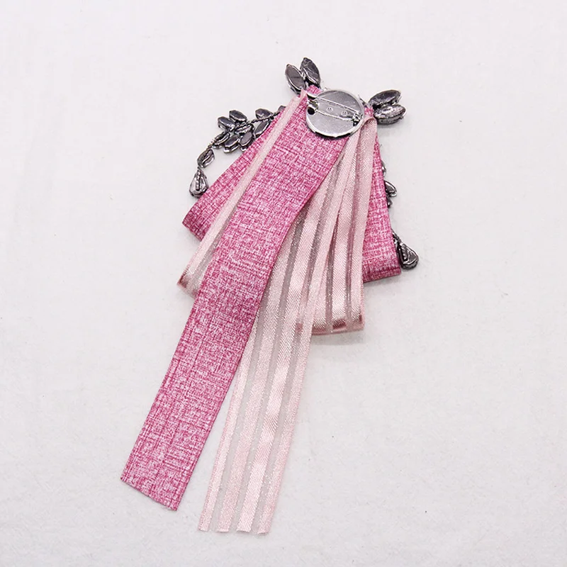 Модные галстуки для шеи корсаж бант ткань лента кристалл кисточка воротник брошь