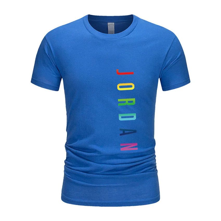

Men's solid color cotton T-shirt short-sleeved 2021 printed short-sleeved casual fashion summer round neck top 100%