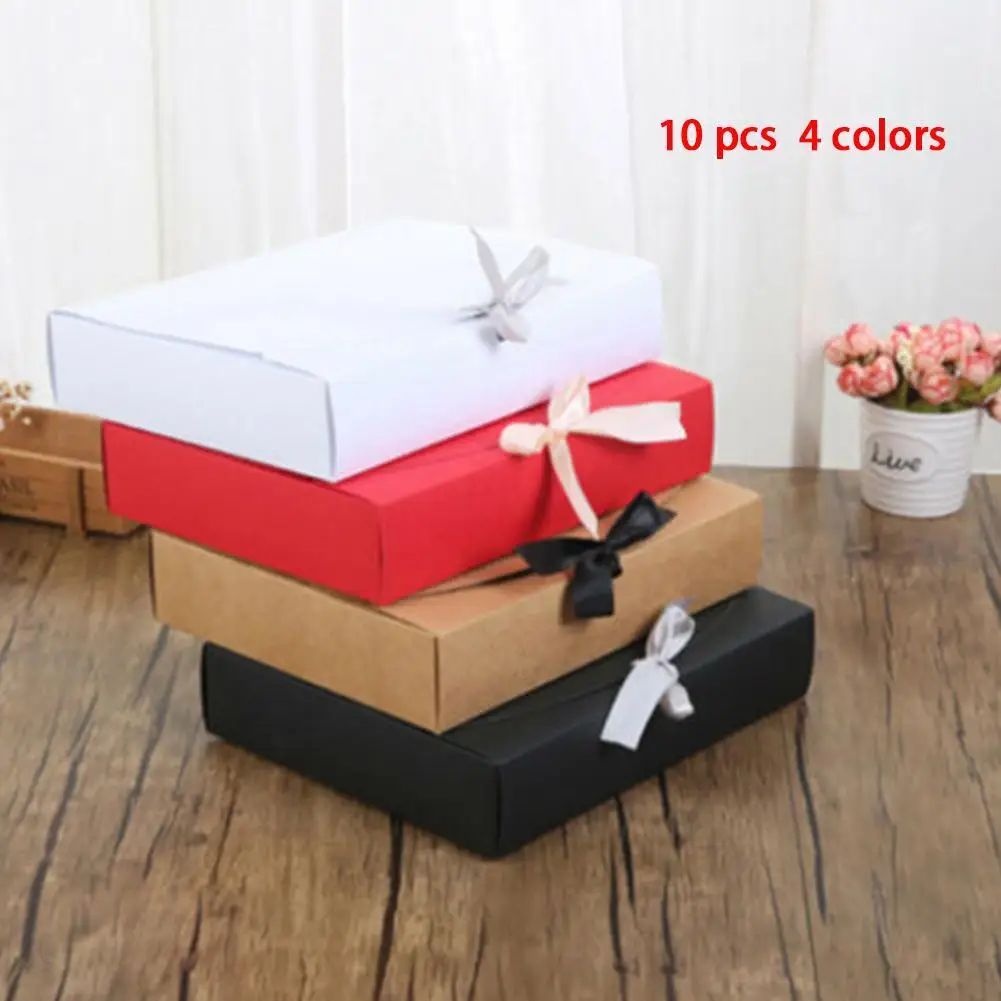 Очаровательная бумажная коробка разных цветов для конфет с лентой подарочные