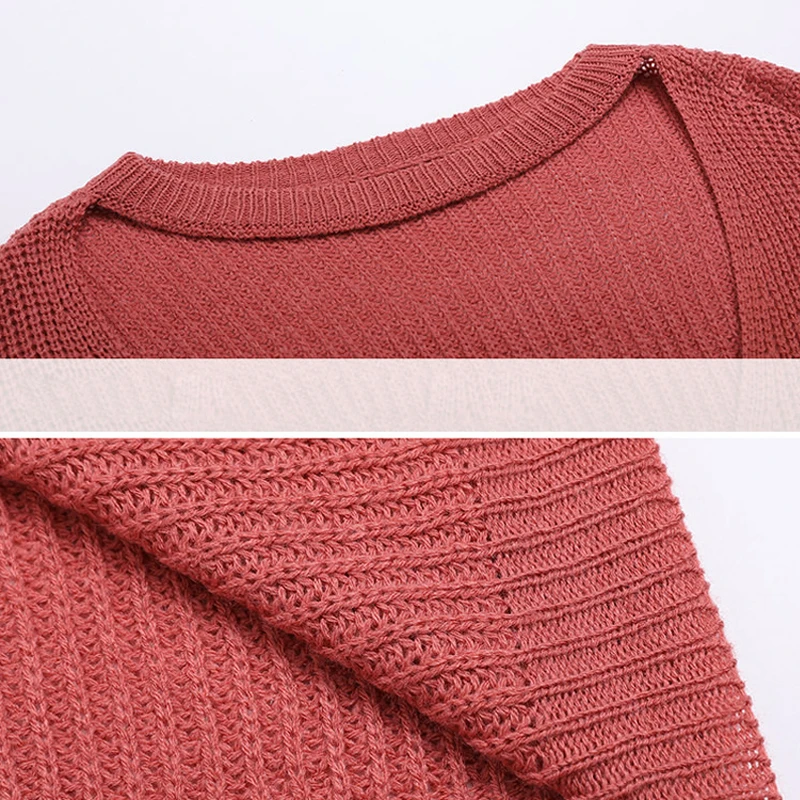 Женский вязаный базовый свитер сексуальный однотонный пуловер с глубоким