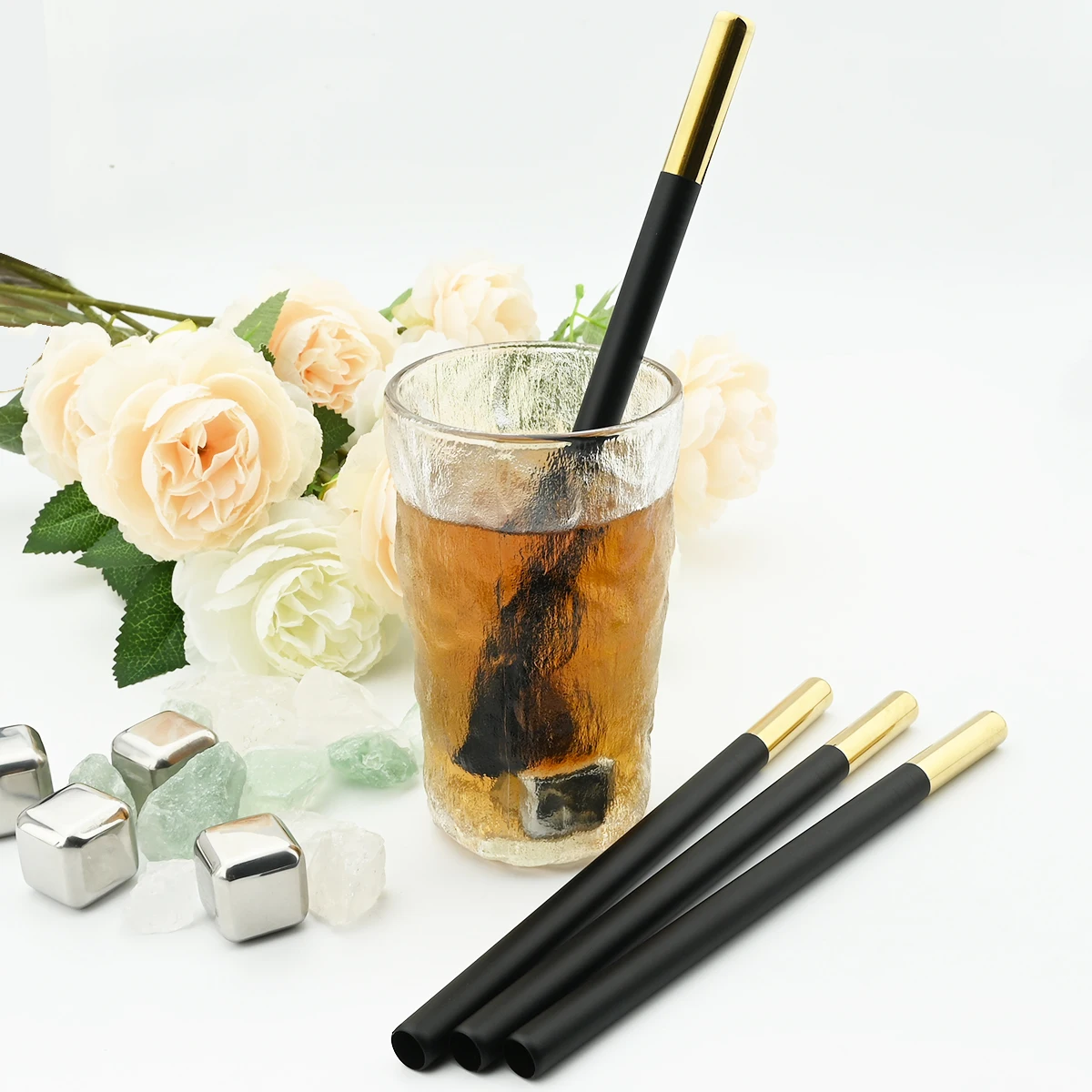 

Reusable Metal Straws 304 Stainless Steel Drinking Straw Set with Cleaner Brush High Quality Juice Drinkware Bar Party Accessory