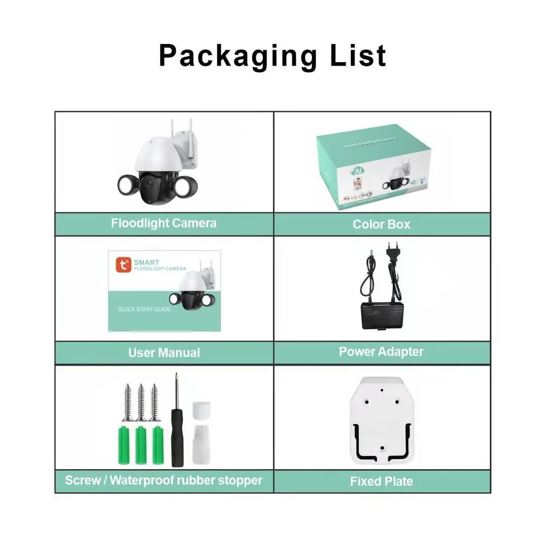 

3MP Tuya Wifi IP Camera PTZ Surveillance CCTV Security Camera IR Night Vision Flood Light Humanoid AI Auto Tracking