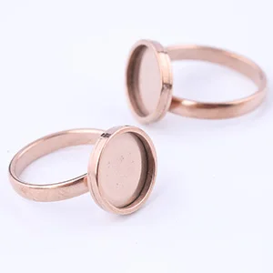 rose gold Reidgaller 5 шт. из нержавеющей стали пустые Регулируемые кольца 12 мм Диаметр круглые стеклянные Кабошон Настройки diy для изготовления ювелирных изделий - Цвет: rose gold