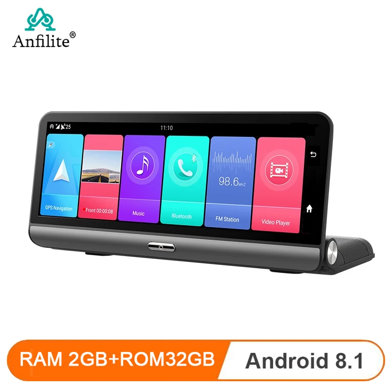 Anfilite 8 Inch  Android 8.1 Dashcam 2GB+32GB Dual Lens Free Maps 4G Remote Monitor GPS Navigation Auto Recorder Dashboard