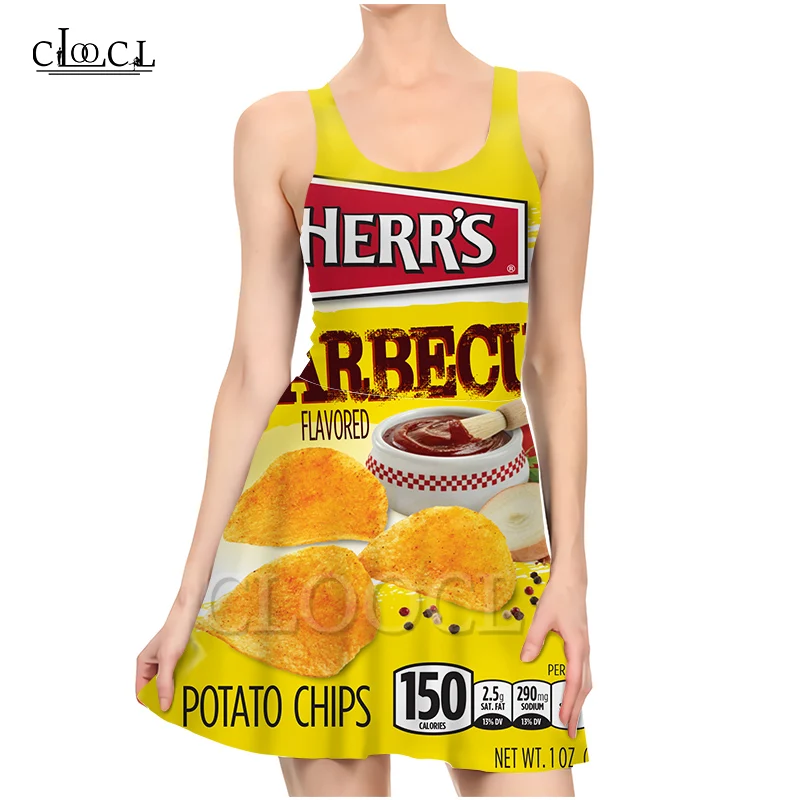 

CLOOCL новейшие вкусные картофельные чипсы моды 3D печати платье для женщин летние вечерние девушки платье повседневные сексуальные пляжные п...