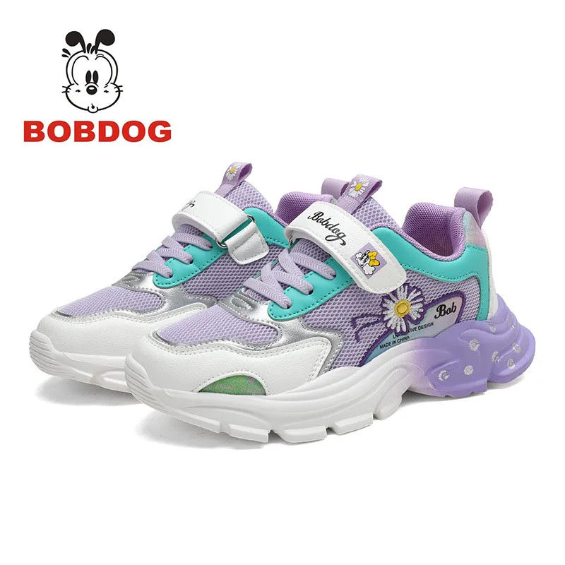 

Bobdog Girls Spring and Autumn Trend New Mesh Breathable 2021 Fashion Lightweight Children Comfortable Casual Sports Shoes