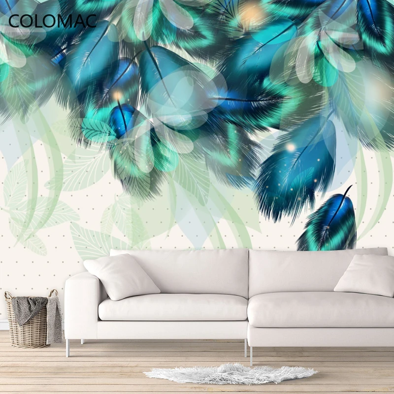 

Colomac Custom Nordic Modern Living Room Background Wallpaper Feather Decorative Background Mural Room Decoration Dropshipping