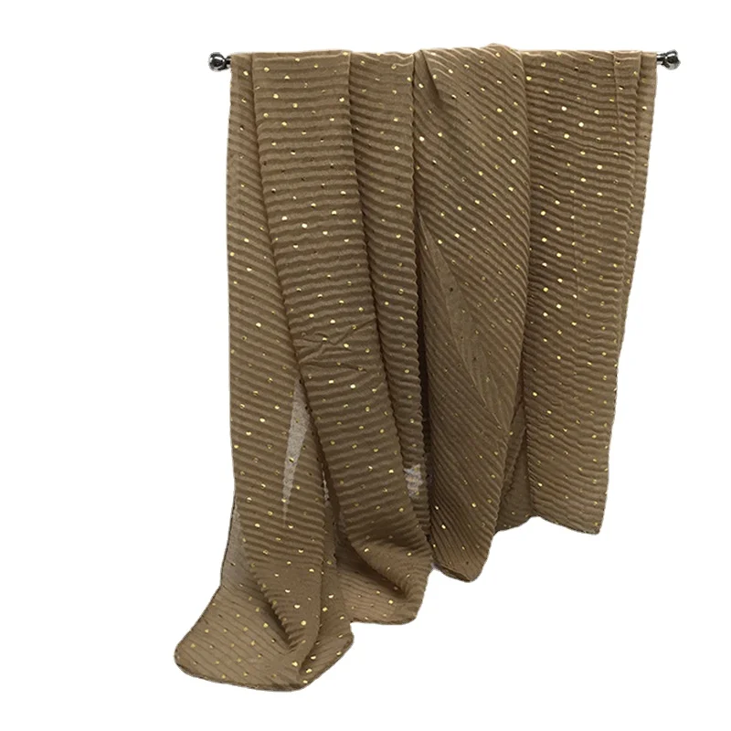 

Cotton and Hemp Solid Color Gilded Dot Wrinkled Women's Scarf National Silk Scarf Headtie
