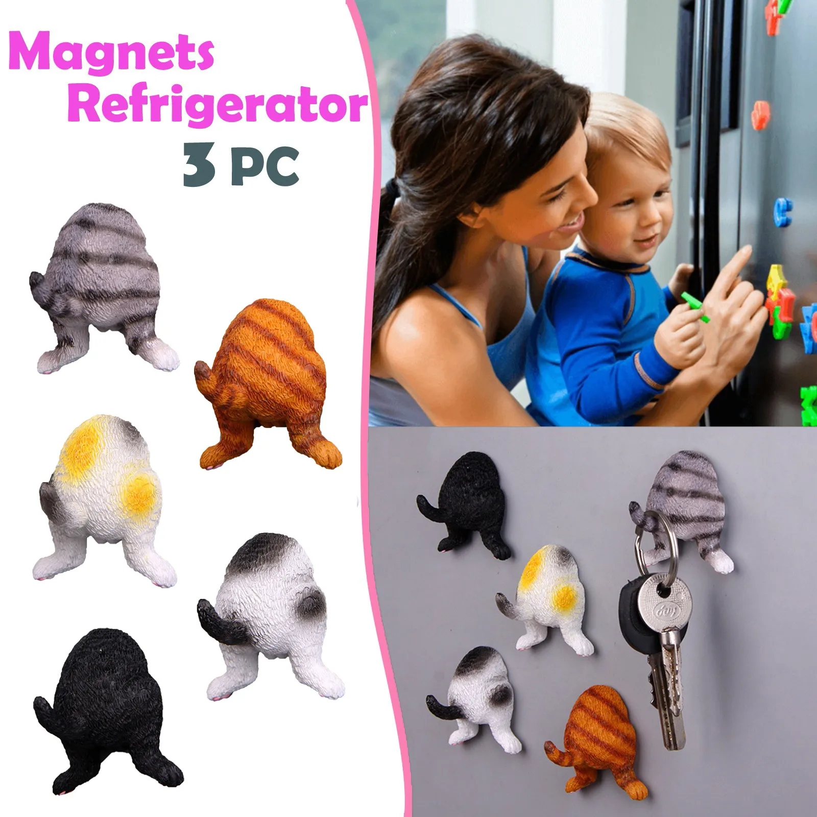 3 шт. магниты на холодильник Принт с животными и героями из мультфильмов кошки