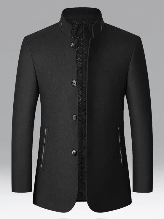 Модное зимнее шерстяное пальто VXO мужское толстое с двойным воротником