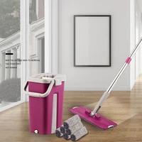 home plane automatic thicken mop super fiber cleaning wet and dry dual purpose mop with bucket wooden floor lazy fellow mop