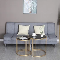 simple gold iron coffee table living room luxury sofa end table nordic metal frames glass table top 2 table combination