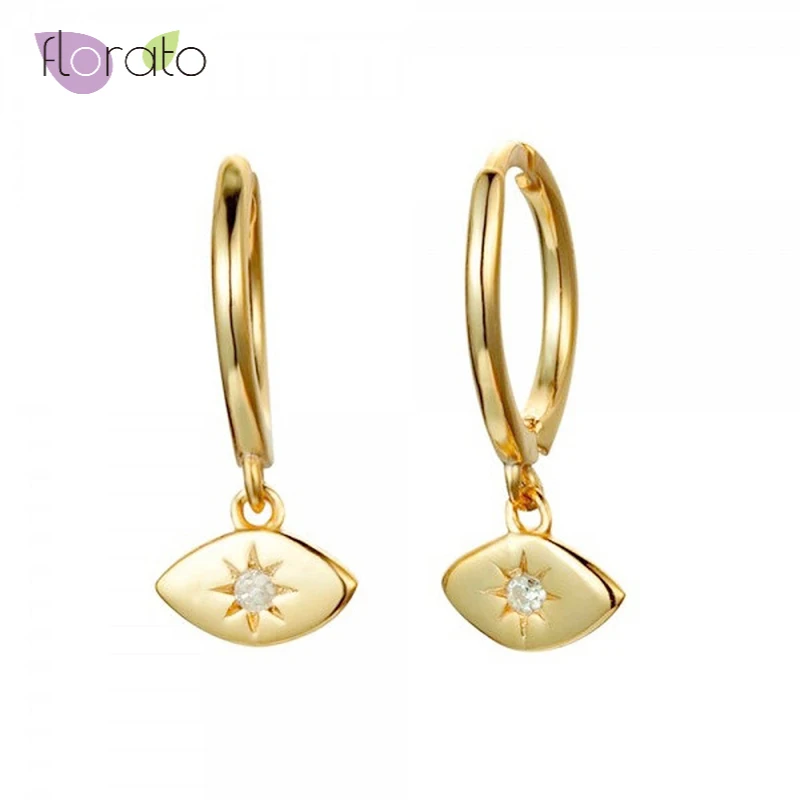 Очаровательные серьги кольца Huggie в форме глаза для женщин Серебряная Пряжка ушей