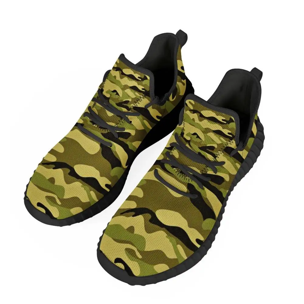Jungle camouflage custom images logo Flying Weave men's Sneakers Platform Trainers Breathable Mesh Running Shoes Coconut shoes |