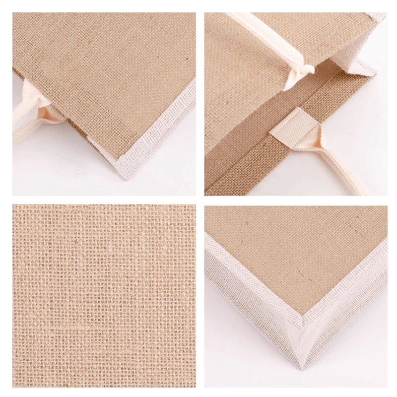 

Burlap Bag with Laminated Interior and Soft Cotton Handle, Women Shopping Grocery Bags, Bridesmaid Gift Bag