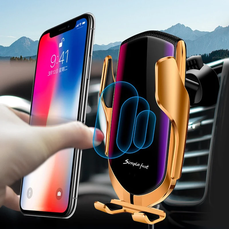R1 автомобиля Qi Беспроводной Зарядное устройство Smart с автоматическим зажимом 10