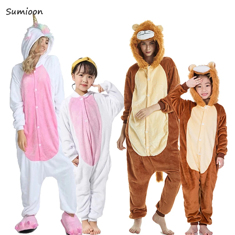Kigurumi/пижамы для мальчиков и девочек; зимние женские пижамы с единорогом; пижамы с рисунком животных из мультфильма «Единорог»; Детские пижамы с капюшоном; одежда для сна; комбинезон