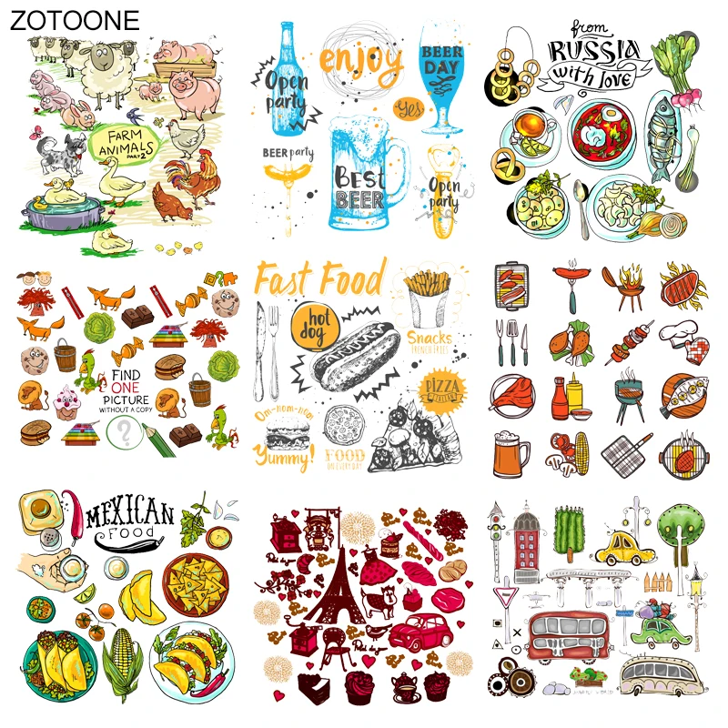 

ZOTOONE Food Patch Iron on Transfers Animal Car Patches for Clothing Applications DIY T-shirt Heat Transfers Appliques Sticker E