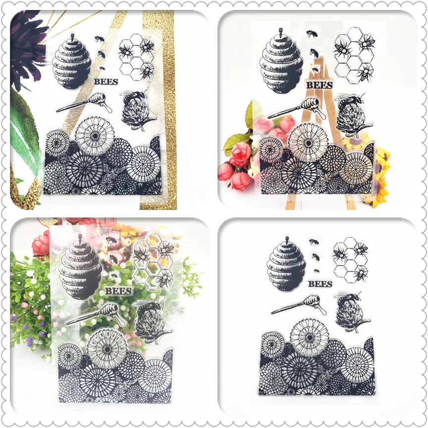 Hot sale Sunflower hive Transparent Clear Stamps / Silicone Seals Roller Stamp for DIY scrapbooking photo album/Card Making | Дом и сад