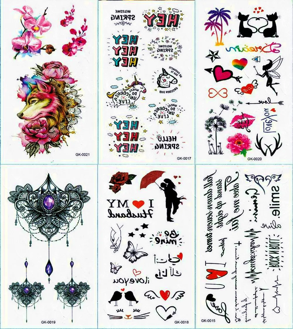 Каллиграфия текстовые фразы временные татуировки наклейки Мандала Русалочка и