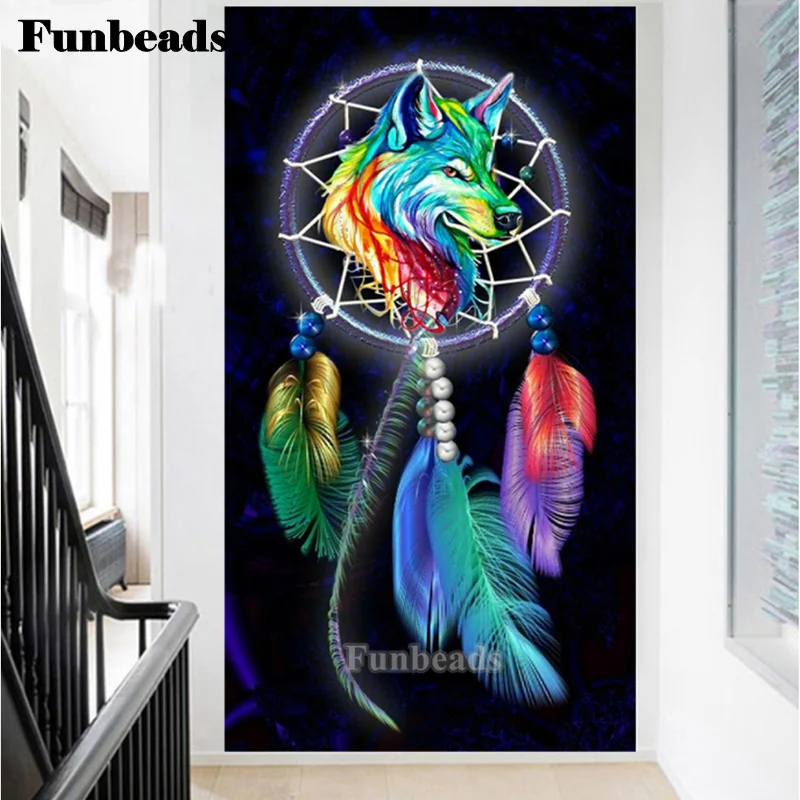 

Large Diamond Embroidery Abstract Wolf Dream Catcher,5D,diy Diamond Painting 3d Cross Stitch,Mosaic Diamond picture,decor FF6332