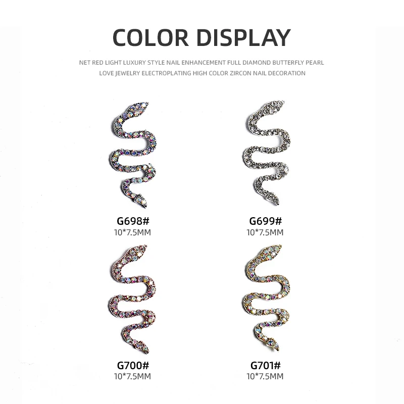 Alloy Nail Diamond 3D Charm Snake Zodiac Gold Words DIY Metal Crystals Rhinestones For Nails Art Decorations |