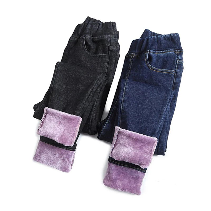 

Plus velvet women's winter 2020 new Korean version was significantly thinner feet long pants outer wear warm thick jeans