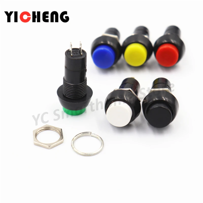 

6pcs 12mm PBS-11A self-locking round small button switch PBS-11B without lock 3A 250V