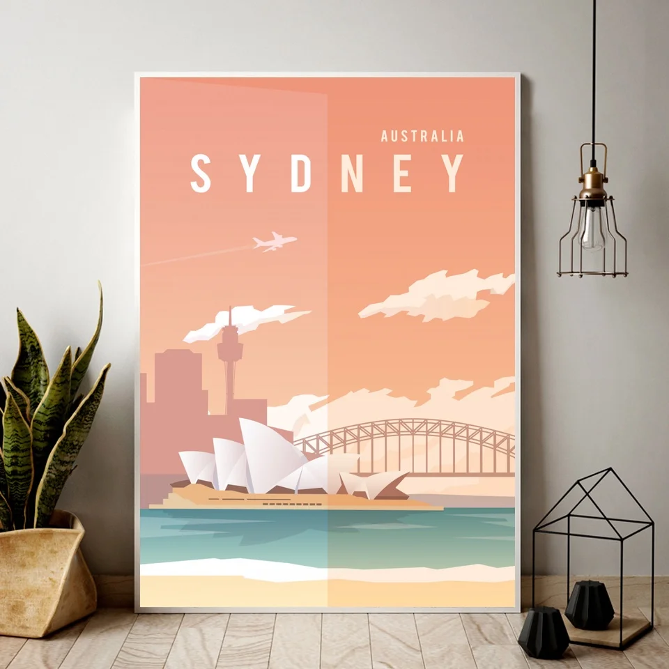Холщовый постер с изображением карты Сиднея декор для стен дома (без