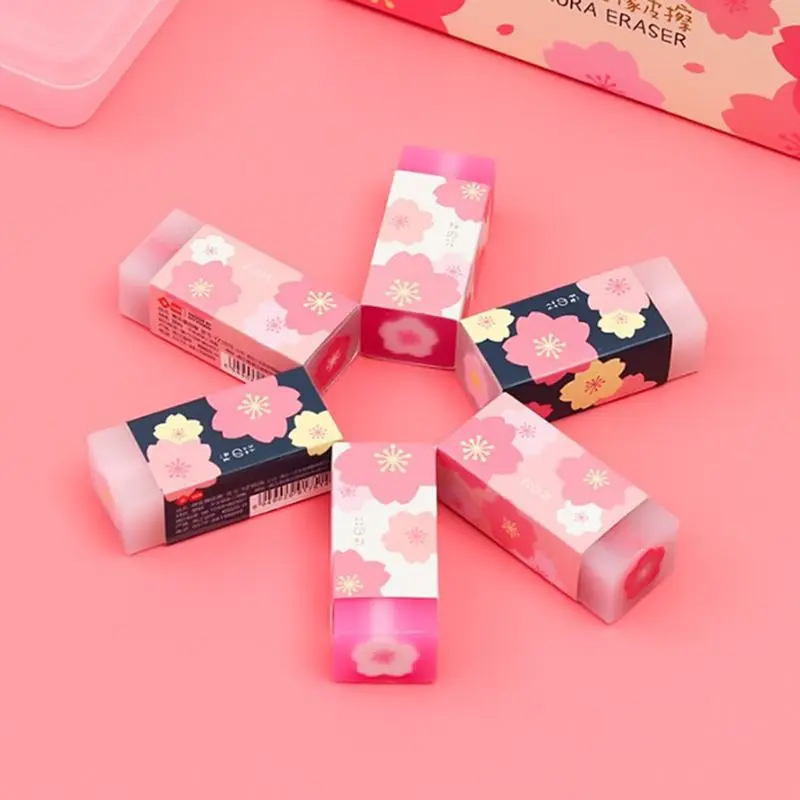 3 Pcs/set Lovely Cherry Blossoms Rubber Erasers Sakura Petal Sketch Painting Pencil Correction Tool School Office Stationery | Канцтовары