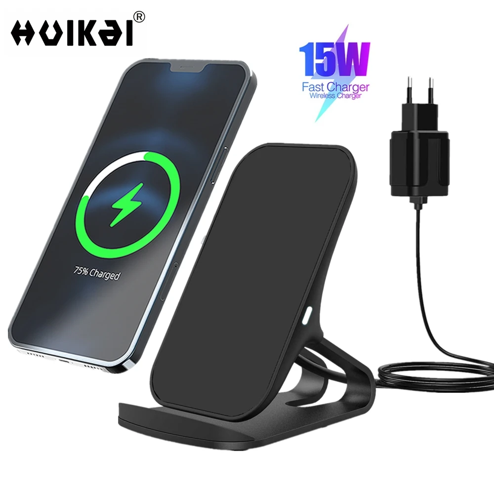 Wireless Charger Stand 15W Fast Charging Stand 2-Coils for iPhone 12 Pro/12 Pro Max/11 Pro Samsung Galaxy S21/S20 Note 20 Ultra