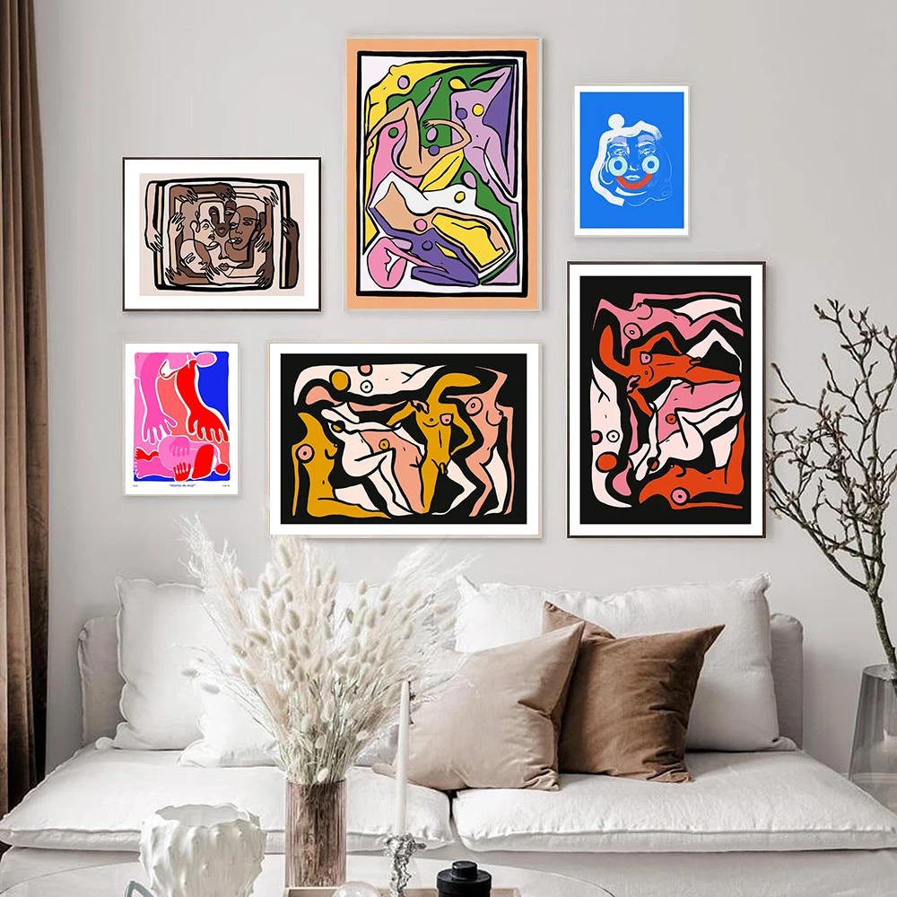 Психоделический плакат с принтом Nudes креативный блок Абстрактная Картина на