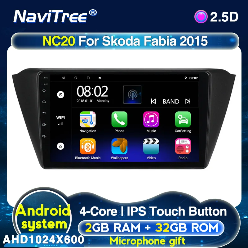 2 Гб ОЗУ + 32 ПЗУ Android 10 четырехъядерный автомобильный DVD плеер для Skoda Fabia 2015 2016 gps