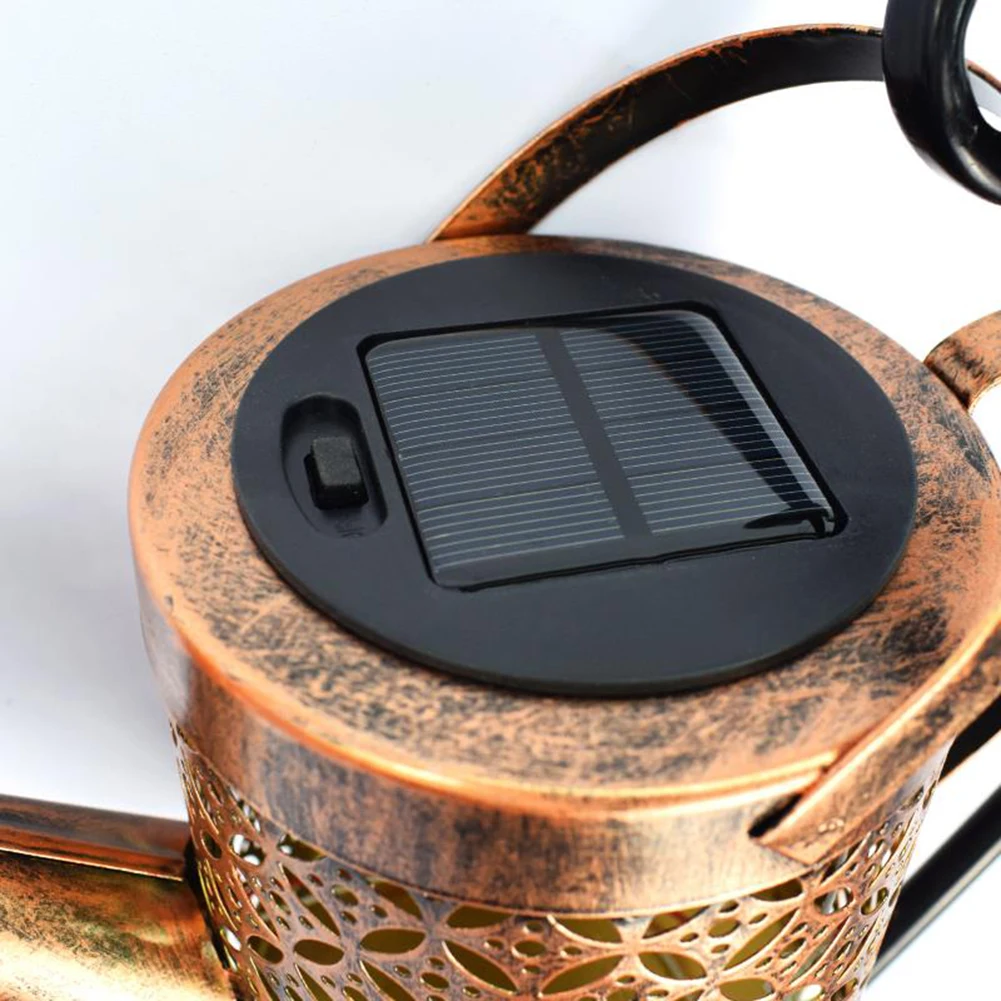 

Outdoor Solar Watering Can String Lamp Ornament Lamp Garden Art Light Metal Hollow-out Shower LED Lights String Garden Decor