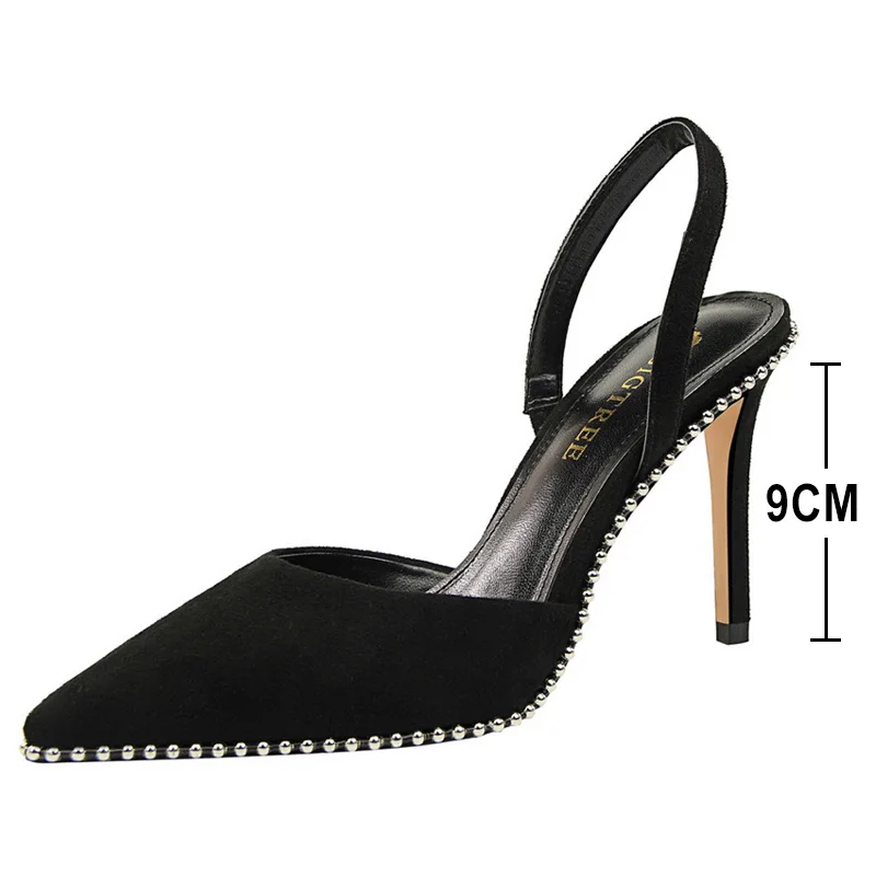 

BIGTREE Shoes Rivet Women Pumps Pointed Toe High Heels Suede Women Shoes Sexy Party Shoes Women Heels Women Sandals Stiletto