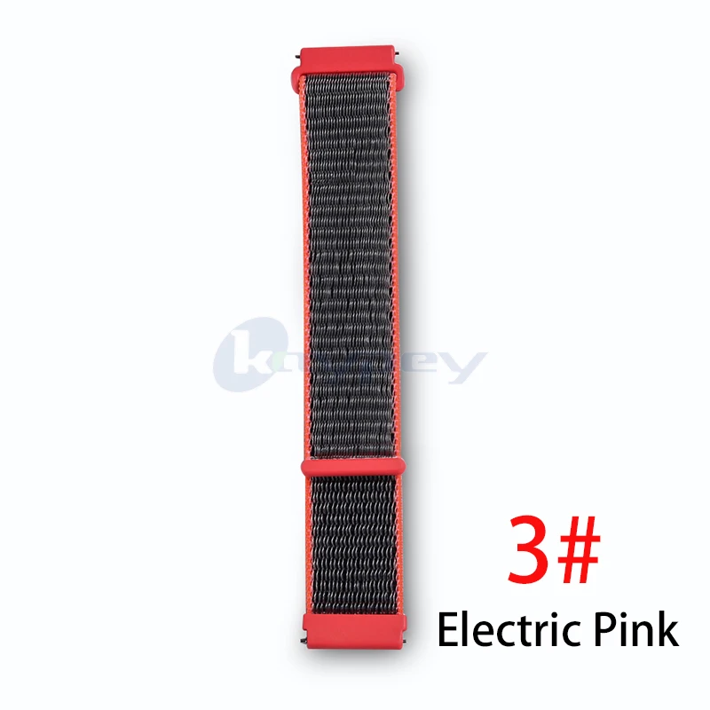 Electric Pink 22 мм 20 мм нейлоновый ремешок для Xiaomi Huami Amazfit Bip Pace Stratos 2/2s ремешок на запястье нейлоновая петля ремешок на липучке аксессуары для умных часов - Цвет: Electric Pink