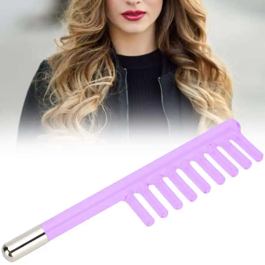 

Hair Comb Dandruff Removal Glass Comb Shaped Probe for High Frequency Electrotherapy Instrument Purple Light Hairbrush
