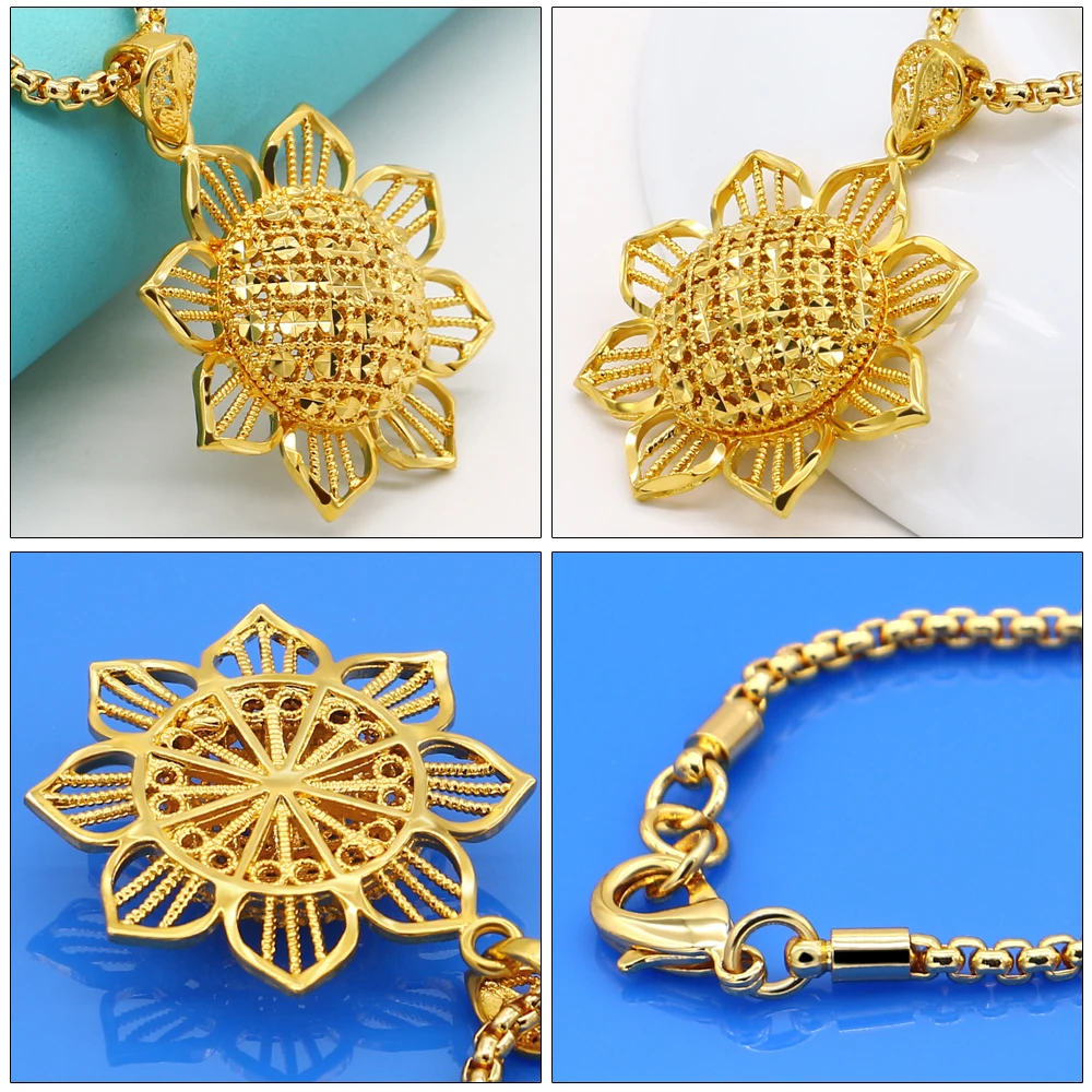 Женское ожерелье с подвеской в форме подсолнуха роскошная Длинная цепочка для