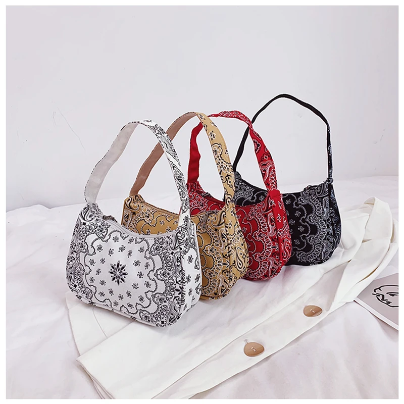 

Flora Printed Bandana Handbags For Women 2021 Spring Summer Top Handle Bags Small Purse Carteras Para Mujer Torebki Damskie