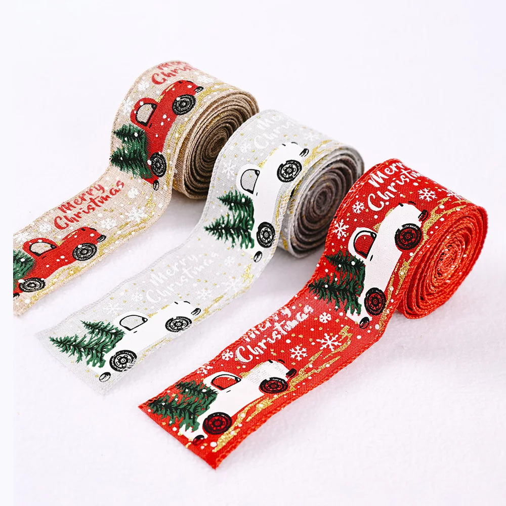 

5M Long Christmas DIY Ribbon Printed Fabric Swirl Ribbon for Gift Wrapping Wedding Christmas tree Decoration Wreath Bow DIY