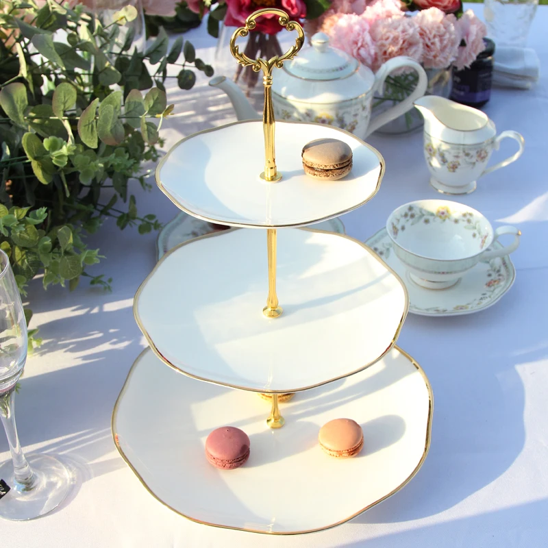 

zq European Cake Stand Dim Sum Rack Dessert Plate Multi-Layer Living Room Creative Modern Home