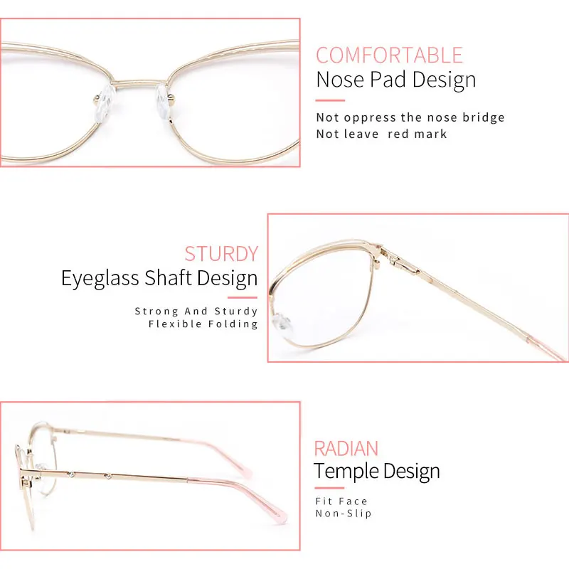 

KANDREA 2021 Design New Female Anti Blue Ray Eyeglasses Frames Cat Eye Women Metal Eyewear Trending Optical Myopia Spectacles