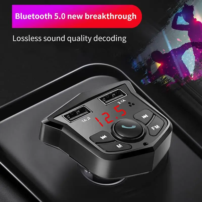 AOZBZ Car Mp3 Modulator Bluetooth 5.0 Wireless FM Transmitter LCD MP3 Player Hands-free Dual USB Charger TF Card | Автомобили и
