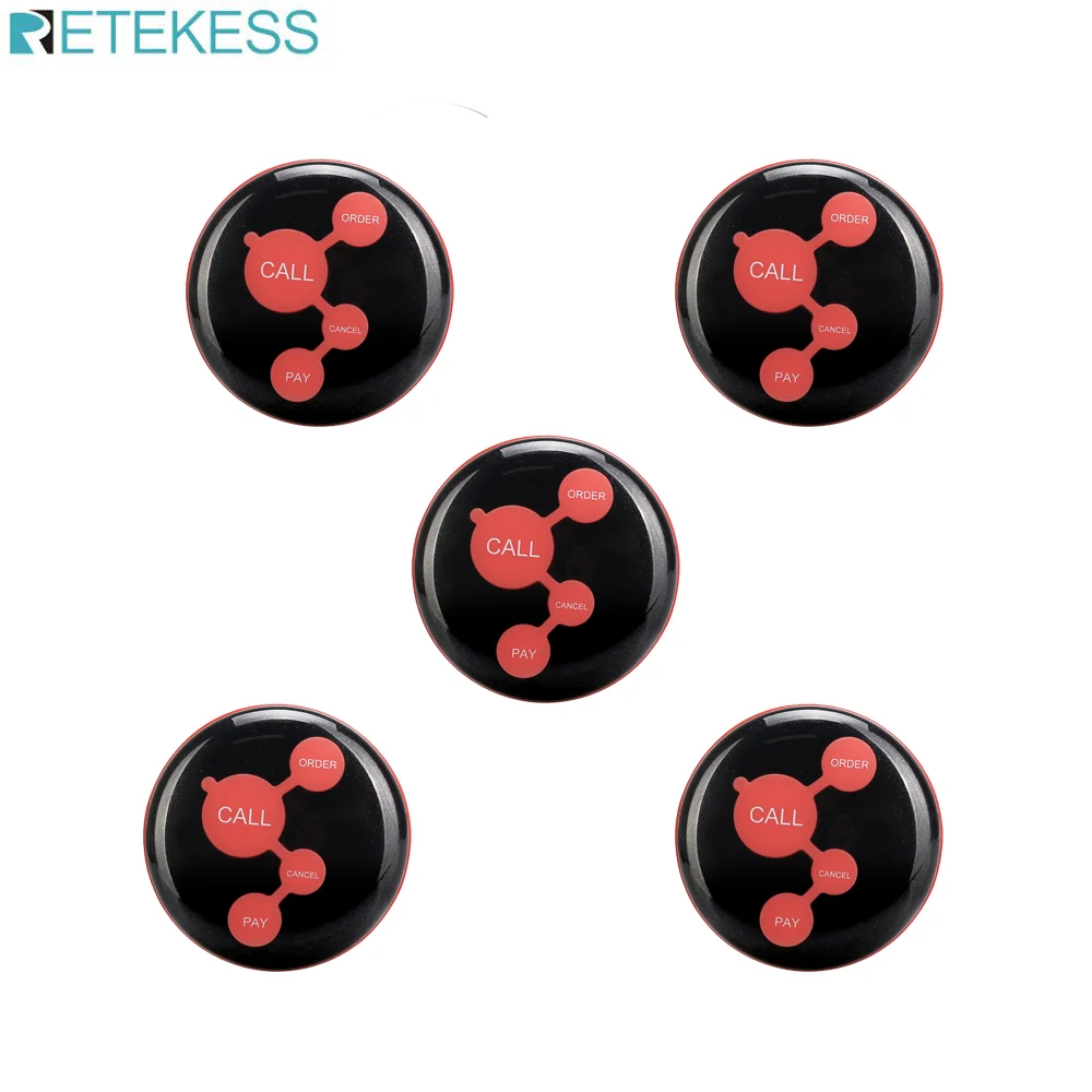 5pcs Retekess TD010 Wireless Call Buttons Restaurant Waiter Calling Transmitter Button Call Pager Custome Service
