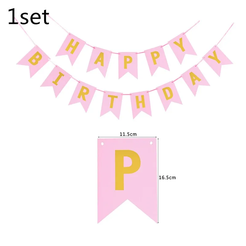 pinkB10 1st Birthday Party Supplies Pink Blue Paper Plates Cups Straws Disposable Tableware Banner Gender Reveal Baby Shower Party Decor - Цвет: pinkB10