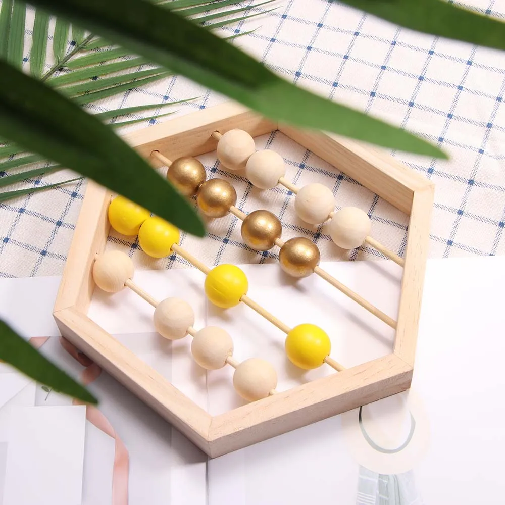 

Wooden Hexagon Abacus Beads Teaching Aids For Toddlers Children Abacus Beads Toys Wooden Toys