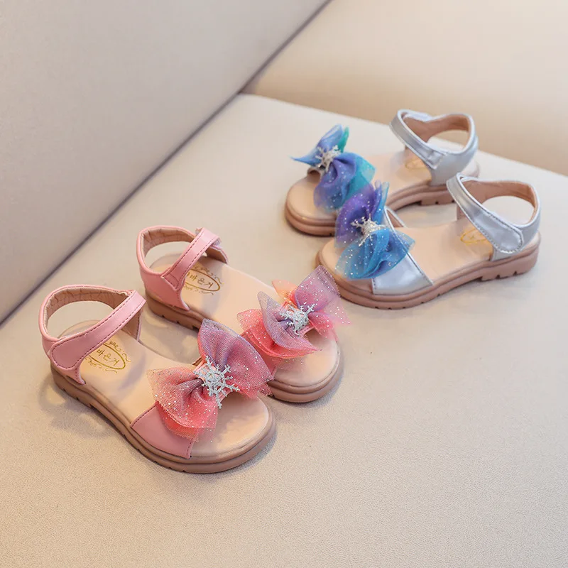 

Сандалии для девочек, Новинка лета 2021, модные туфли принцессы для маленьких девочек, детская обувь с мягкой подошвой для больших детей